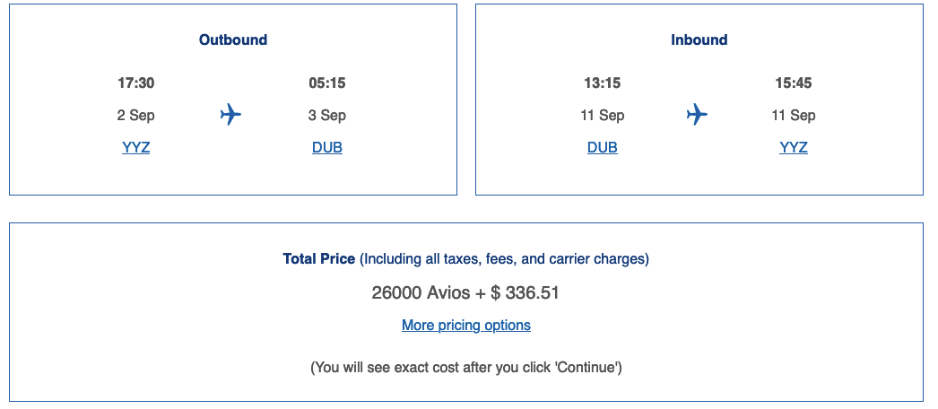 British Airways Toronto to Dublin