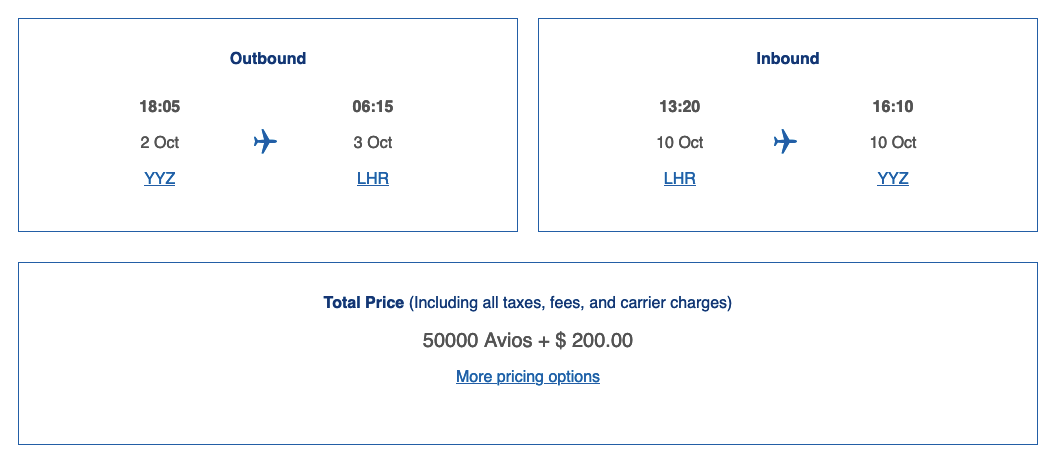 British Airways Toronto to London